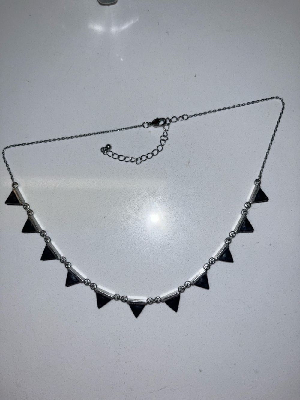 Geometric Triangle Necklace - Black